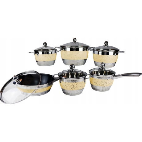 Przejdź do produktu Zestaw garnków ze stali nierdzewnej Hoffner Żółty 12 el
