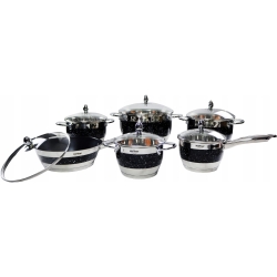 Zestaw garnków ze stali nierdzewnej Hoffner Czarny 12 el