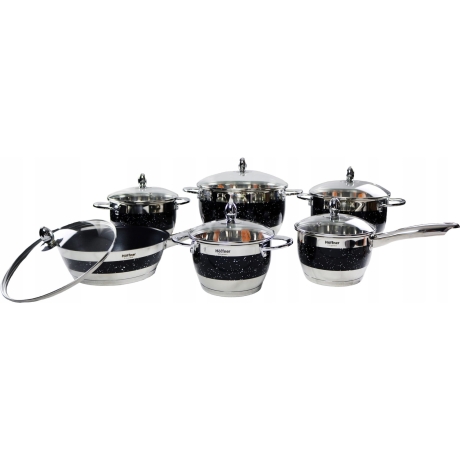 Przejdź do produktu Zestaw garnków ze stali nierdzewnej Hoffner Czarny 12 el