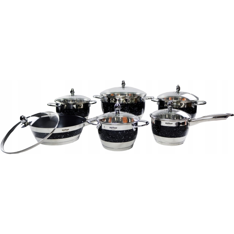Zestaw garnków ze stali nierdzewnej Hoffner Czarny 12 el