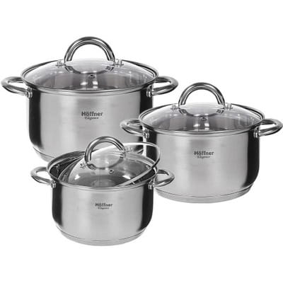Przejdź do produktu Zestaw garnków ze stali nierdzewnej Hoffner 6 el HF-4447