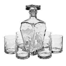 Komplet do whisky 6+1 "Wędkarski" karafka łamana + szklanki
