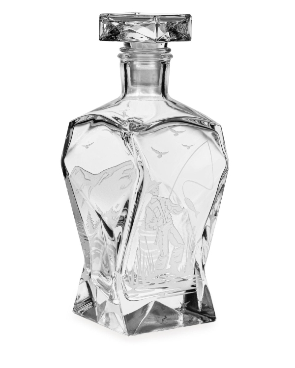 Komplet do whisky 6+1 "Wędkarski" karafka łamana + szklanki