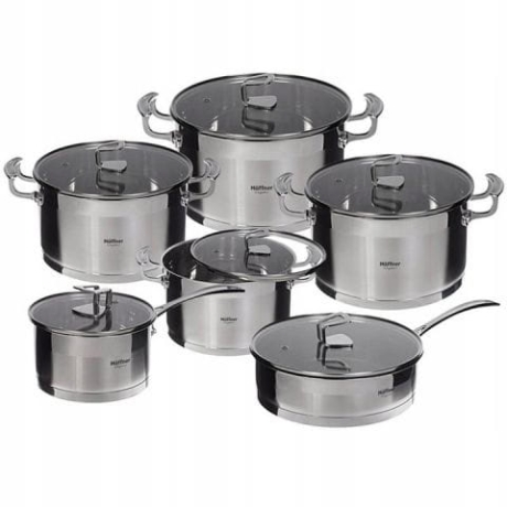 Przejdź do produktu Zestaw garnków ze stali nierdzewnej Hoffner 12 el HF-9977