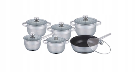 Przejdź do produktu Zestaw garnków ze stali nierdzewnej Hoffner 12 el HF-4441