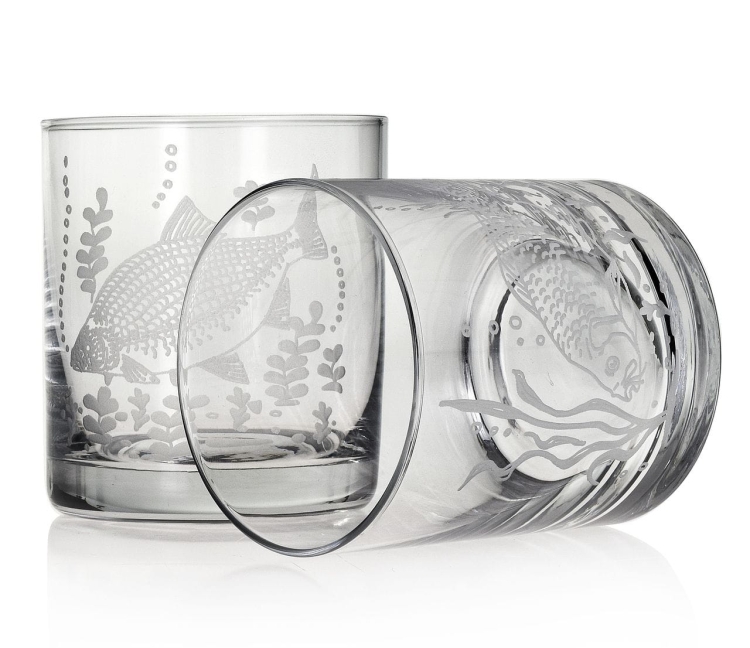 Komplet do whisky 6+1 "Wędkarski" karafka łamana + szklanki