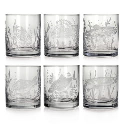 Komplet do whisky 6+1 "Wędkarski" karafka łamana + szklanki