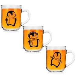 Szklanka Kubki z nadrukiem dla dzieci Pingwiny 250ml 3szt