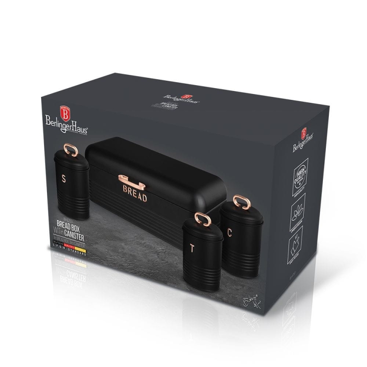 Zestaw chlebak + 3 pojemniki Berlinger Haus Black Rose BH-6753