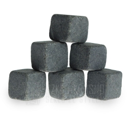 WHISKY STONES - kamienie do drinków 6 sztuk - ciemno szare z NATURALNEGO GRANITU *