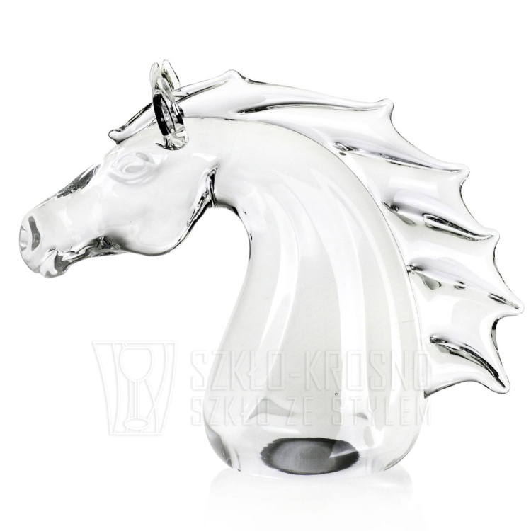 Rzeźba szklana - głowa konia bezbarwna 