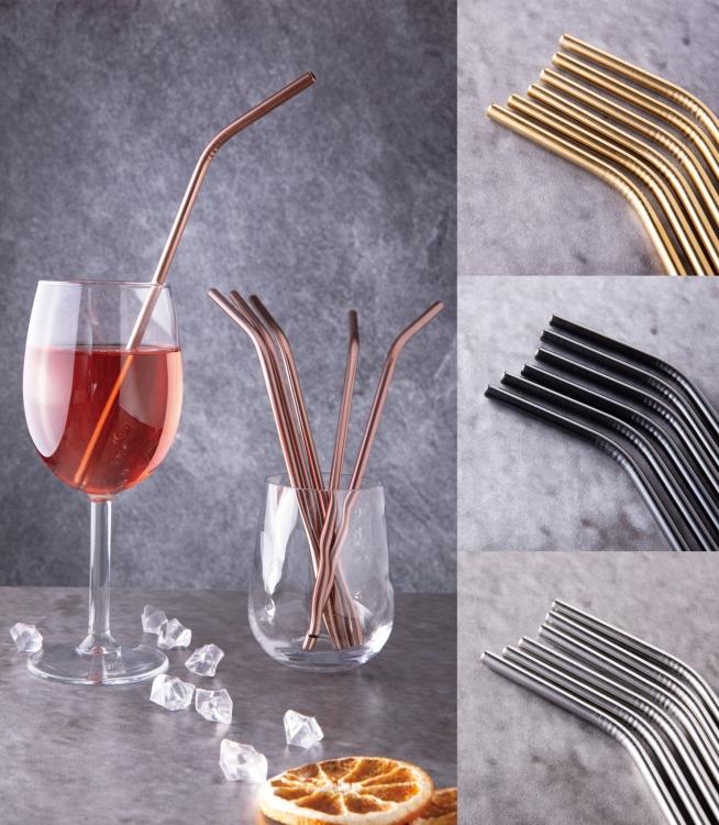 Zestaw 6 stalowych słomek do napojów, drinków Berlinger Haus BH-2981