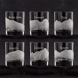 Komplet do whisky 6+1 "Polskie góry" Tatry karafka + szklanki w skrzynce