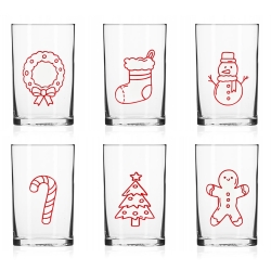 Proste szklanki z nadrukiem dla dzieci na święta świąteczne Bałwan Choinka 250ml 6szt
