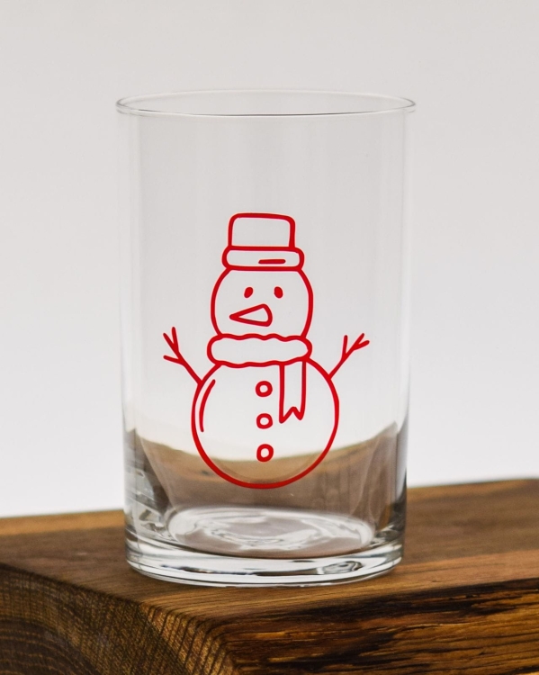 Proste szklanki z nadrukiem dla dzieci na święta świąteczne Bałwan Choinka 250ml 6szt