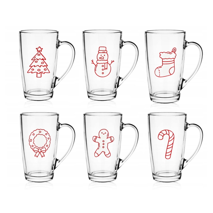 Kubki ALEX z nadrukiem dla dzieci na święta świąteczne Bałwan Choinka 400ml 6szt