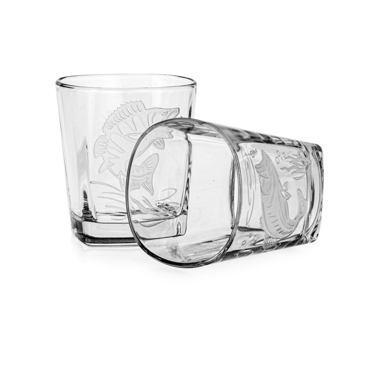 Szklanki do whisky Wędkarskie kwadratowe 300 ml  | 6 szt. w pudełku szklanka.pl