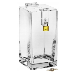 DUŻA szklana skarbonka zamykana otwierana URNA 20cm