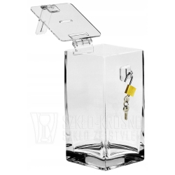 DUŻA szklana skarbonka zamykana otwierana URNA