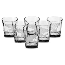 Szklanki do whisky Wędkarskie kwadratowe 300 ml  | 6 szt. w pudełku szklanka.pl