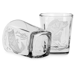 Szklanki do whisky Wędkarskie kwadratowe 300 ml  | 6 szt. w pudełku szklanka.pl