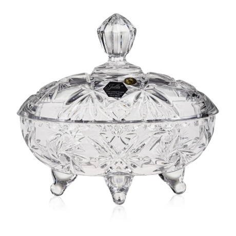 Przejdź do produktu Piękny kryształowy pojemnik na słodycze lub ciastka Bombonierka JULIA Młynek