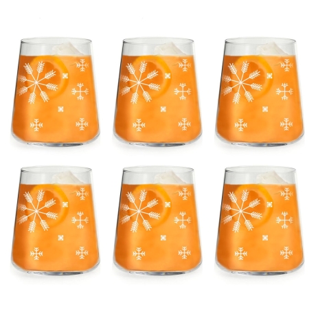 Przejdź do produktu Zimowe świąteczne Szklanki do soku wody napojów dla dzieci ŚNIEŻYNKI 380ml 6szt