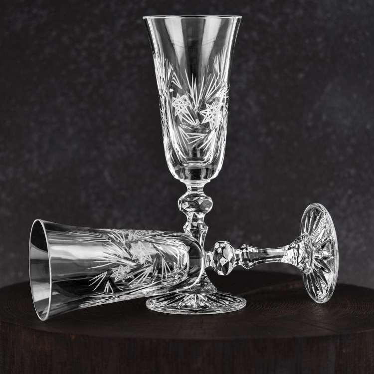 Piękne kryształowe kieliszki do szampana JULIA Młynek 150ml 6szt 01249