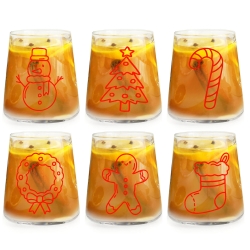 Szklanki z nadrukiem dla dzieci na święta świąteczne Bałwan Choinka 380ml 6szt