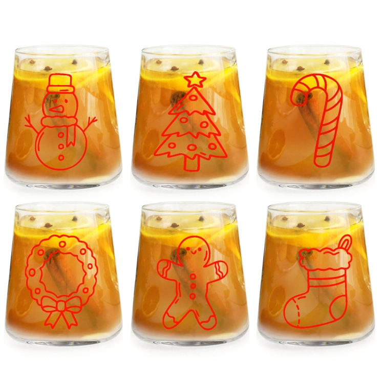 Szklanki z nadrukiem dla dzieci na święta świąteczne Bałwan Choinka 380ml 6szt