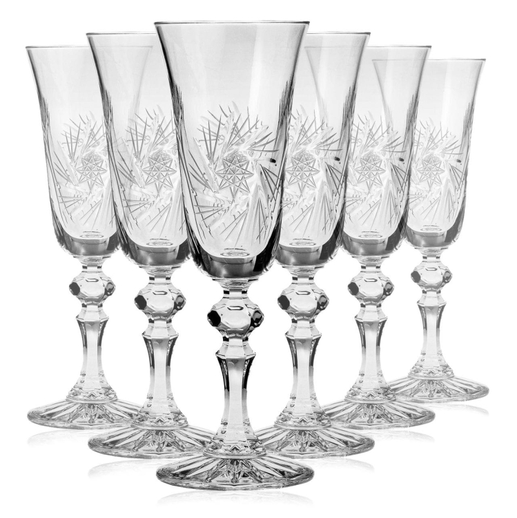 Piękne kryształowe kieliszki do szampana JULIA Młynek 150ml 6szt 01249