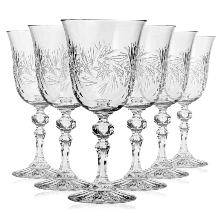 Piękne kryształowe kieliszki do wina JULIA Młynek 220ml 6szt 01247