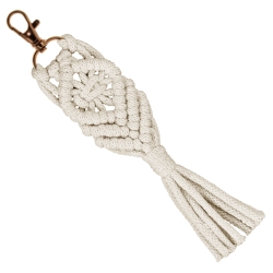 Brelok smycz do kluczy Handmade na prezent dla gości weselnych Ecru / Kremowy 19cm (1)