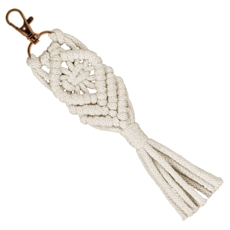 Przejdź do produktu Brelok smycz do kluczy Handmade na prezent dla gości weselnych Ecru / Kremowy 19cm (1)