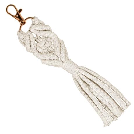 Przejdź do produktu Brelok smycz do kluczy Handmade na prezent dla gości weselnych Ecru / Kremowy 19cm (2)