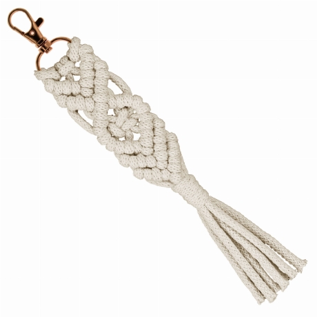 Przejdź do produktu Brelok smycz do kluczy Handmade na prezent dla gości weselnych Ecru / Kremowy 20cm (3)