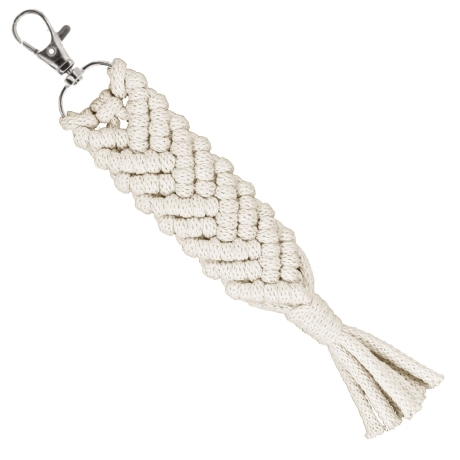 Przejdź do produktu Brelok smycz do kluczy Handmade na prezent dla gości weselnych Ecru / Kremowy 19cm (4)