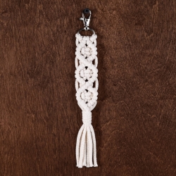 Brelok smycz do kluczy Handmade na prezent dla gości weselnych Ecru / Kremowy 23cm (6)