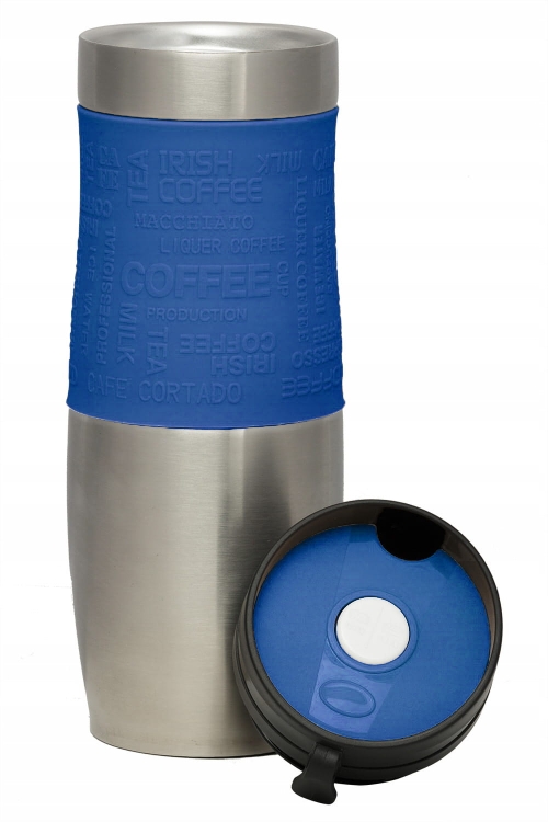 Kubek termiczny ze stali nierdzewnej termos podróżny HOFFNER 480ml Niebieski