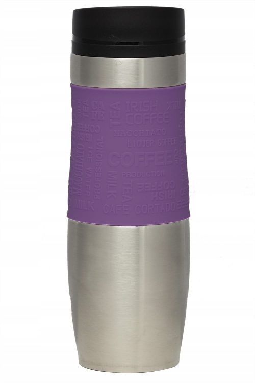 Kubek termiczny ze stali nierdzewnej termos podróżny HOFFNER 480ml Fioletowy