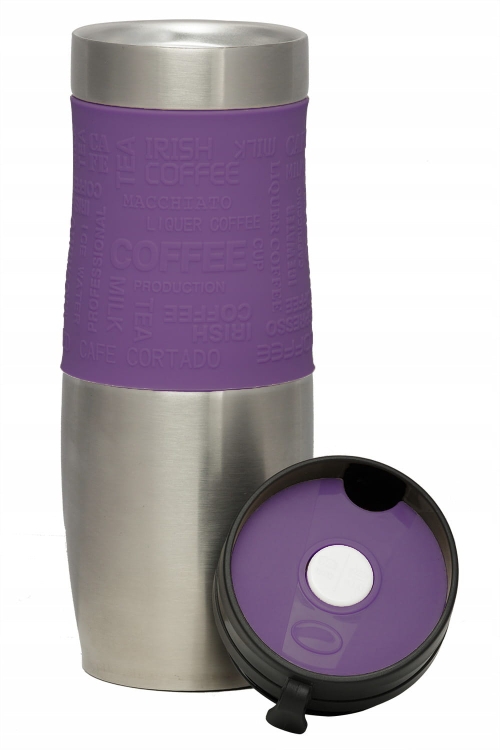 Kubek termiczny ze stali nierdzewnej termos podróżny HOFFNER 480ml Fioletowy