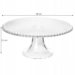Szklana tortownica, patera na tort, ciasto na nóżce EDWANEX 28cm