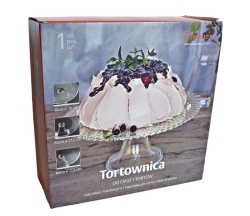 Szklana tortownica, patera na tort, ciasto na nóżce EDWANEX 28cm