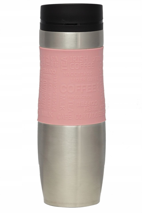 Kubek termiczny ze stali nierdzewnej termos podróżny HOFFNER 480ml Różowy