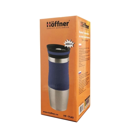 Przejdź do produktu Kubek termiczny ze stali nierdzewnej termos podróżny HOFFNER 400ml Niebieski HF-7540