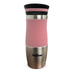 Kubek termiczny ze stali nierdzewnej termos podróżny HOFFNER 400ml Różowy