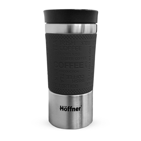Przejdź do produktu Kubek termiczny ze stali nierdzewnej termos podróżny HOFFNER 380ml Czarny HF-7516