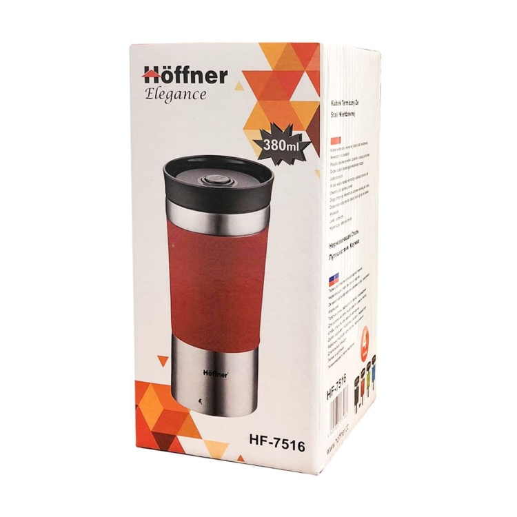 Kubek termiczny ze stali nierdzewnej termos podróżny HOFFNER 380ml Czarny HF-7516