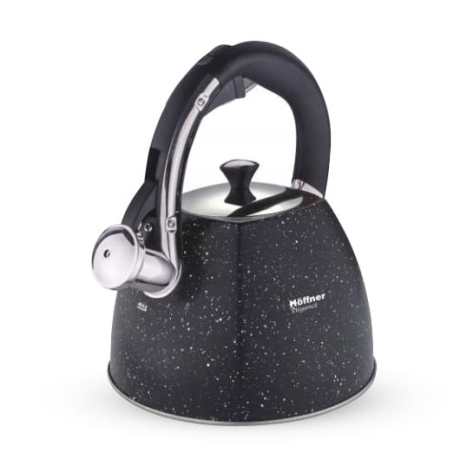 Przejdź do produktu Czajnik metalowy z gwizdkiem Hoffner 3L Indukcja Gaz Czarny HF-7841
