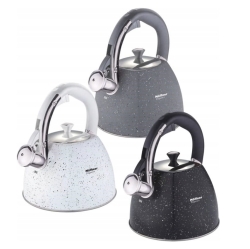 Czajnik metalowy z gwizdkiem Hoffner 3L Indukcja Gaz Biały HF-7841